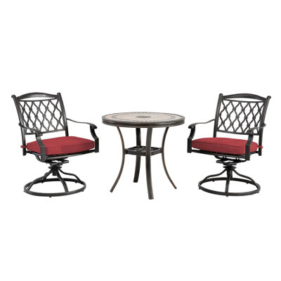 2 - Person Patio Dining Set Round Table with Cushions Included