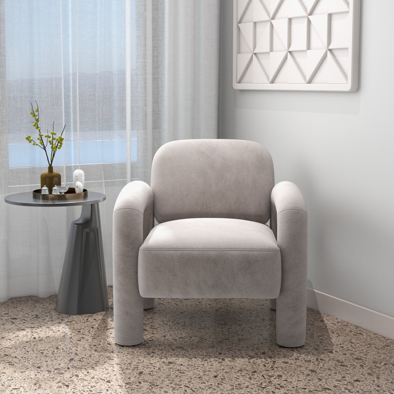 Iryanna Upholstered Armchair, Light Grey Velvet, 1