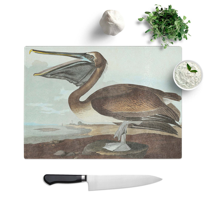 Tempered Glass a Pelican Chopping Board, 28.5 cm W x 20 cm L