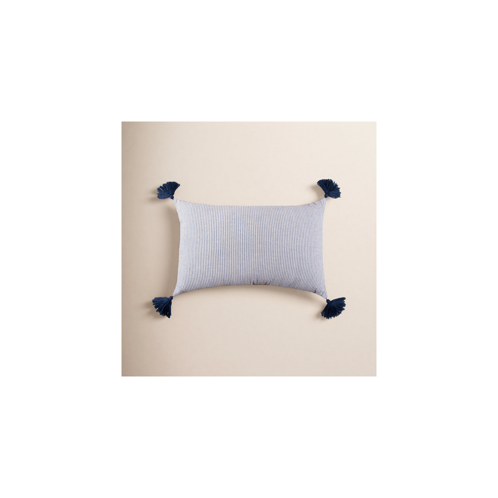 Fairlee Cotton Striped Lumbar Pillow, Navy