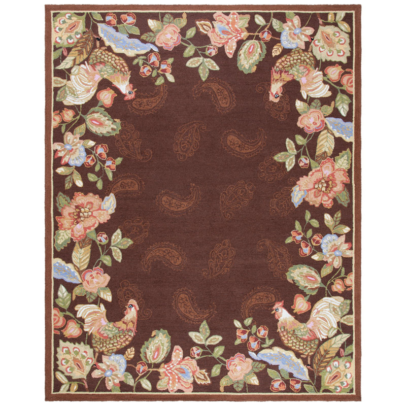 Kinchen Hand Hooked Wool Pile Oriental Rug, Rectangle 8' x 10'