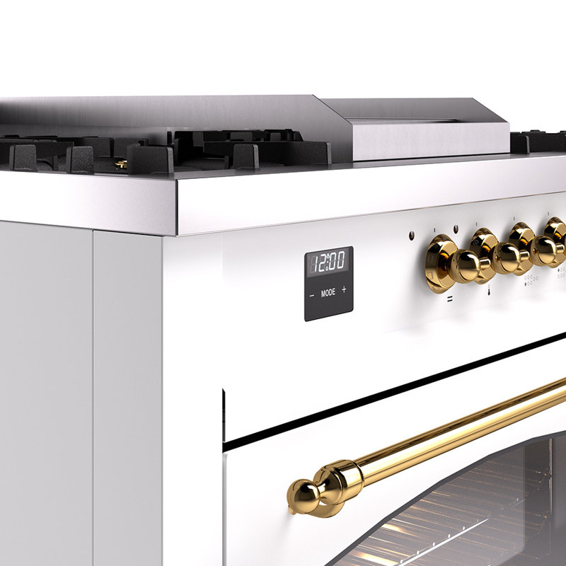 ILVE Nostalgie II 60 Dual Fuel Range, 5 Burners, Griddle, Frenchtop , Natural Gas, RAL Color/Brass