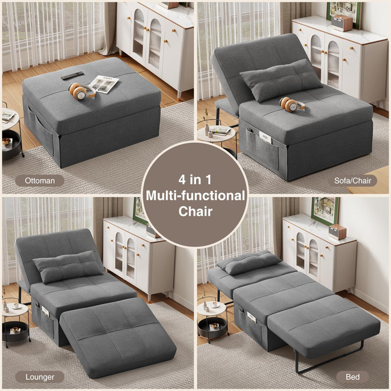 4 in 1 Convertible Chair Bed Sofa Bed,  with Adjustable Backrest and Pillow