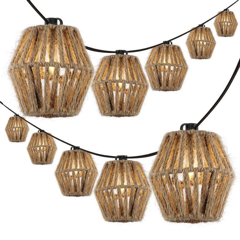 Ariannah 10-Light Indoor/Outdoor 10 ft. Mid-Century Classic Incandescent C7 Lantern String Lights