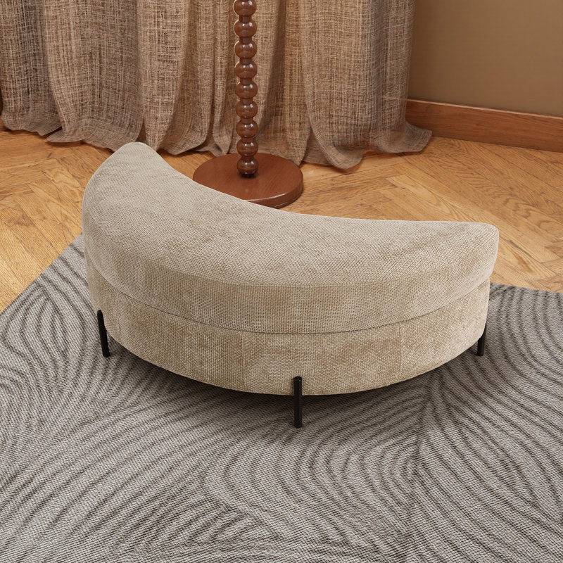 47" W Upholstered Storage Ottoman With Reversible Lid, Wheat