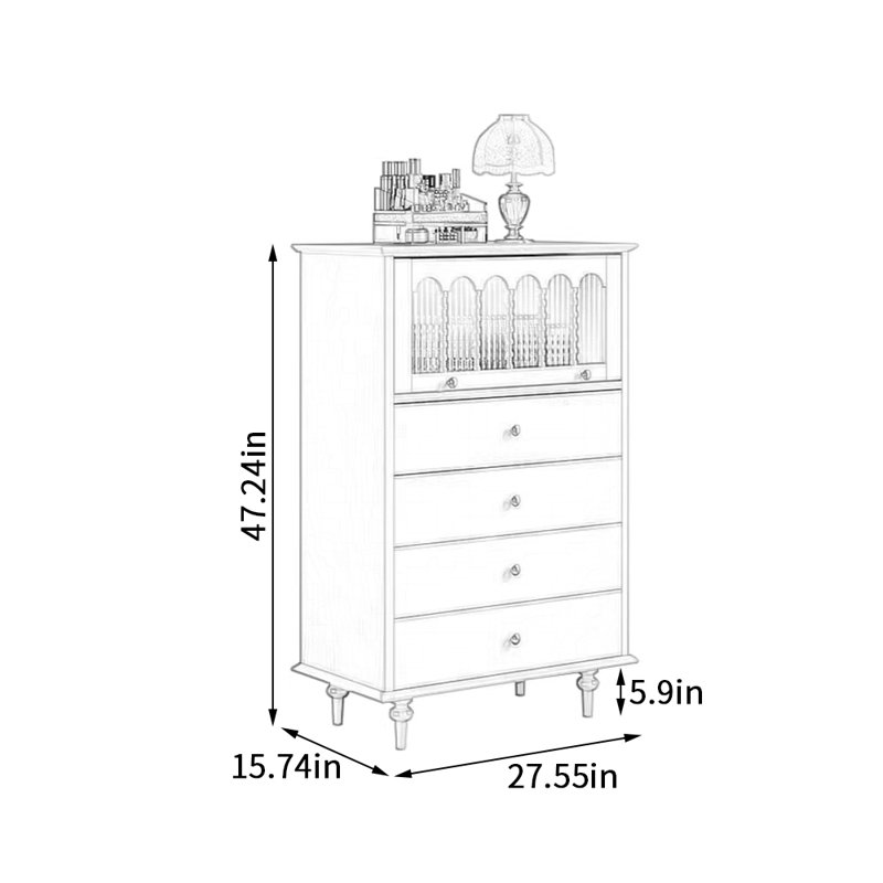 Armoire de rangement artistique de style français, 47.24" H x 27.55" W x 15.74" D