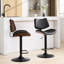 Chaises de bar en cuir noir noyer, pivotant à 360 °, hauteur réglable, de 2 pour îlot de cuisine / salle à manger / tabourets de café, rembourré, salle à manger-79413498