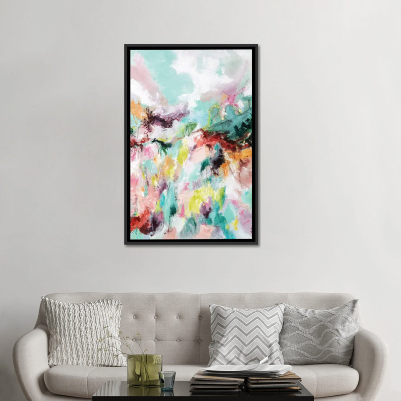 Impression d’art graphique, "Let Go" par Cristina dalla Valentina, H 48 po x l 32 po x P 1,5 po, Toile avec cadre noir