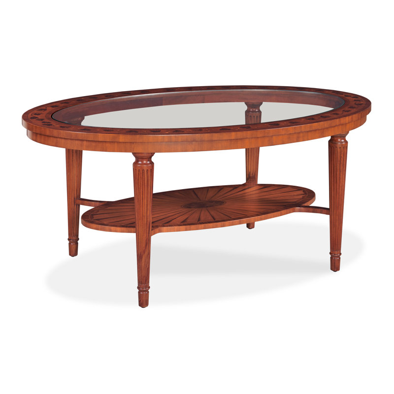 Marquetry Glass Top Coffee Table