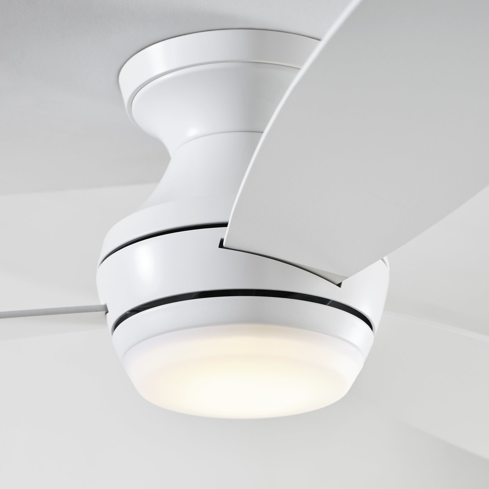 Rivers 3 Blade Ceiling Fan with LED Light Kit, Matte White with White Blades, 44"