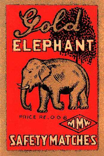 « golden elephant »-impression d’art graphique, H 42 po x l 28 po x P 1,5 po