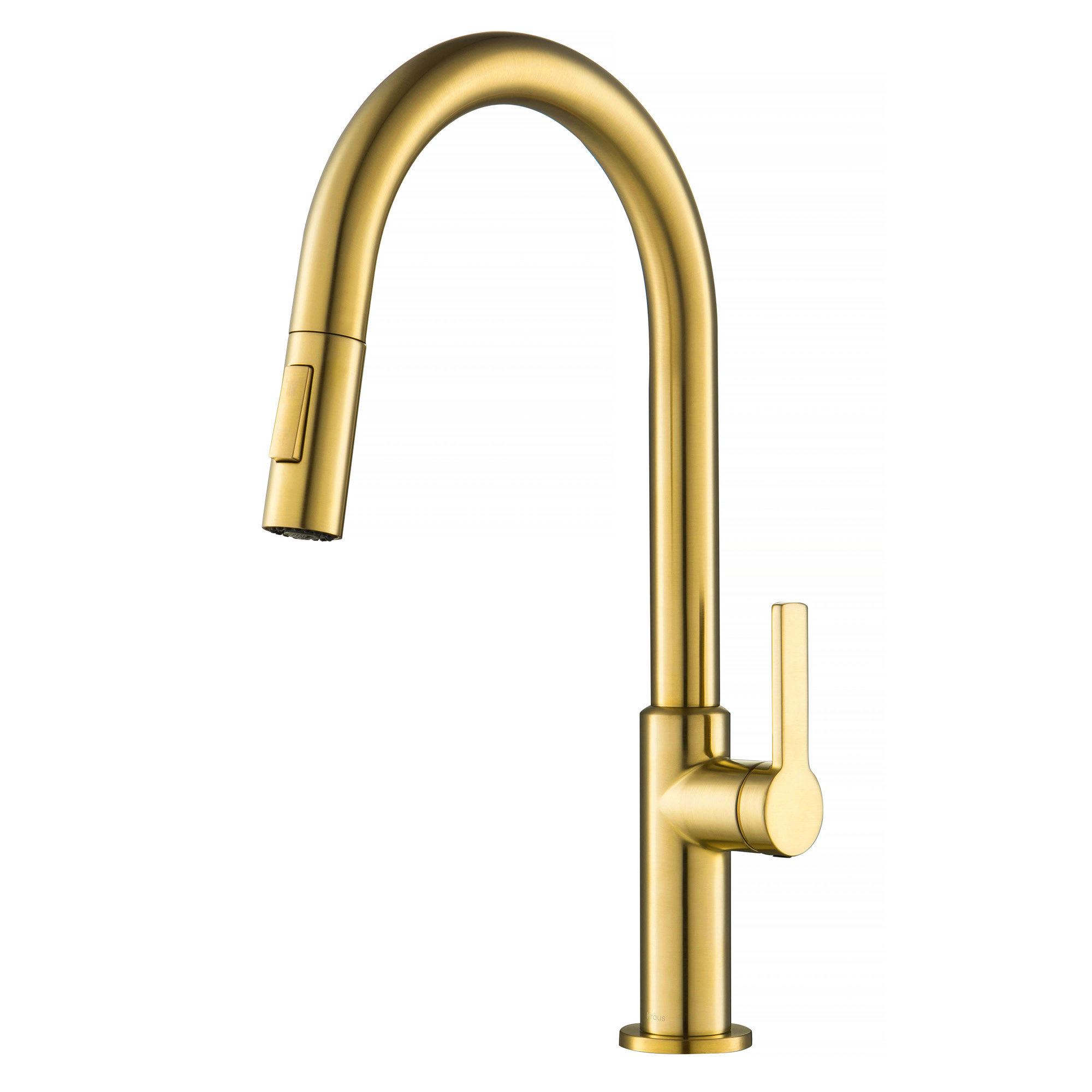 KRAUS Oletto Single Handle Pull Down Kitchen Faucet, Brushed Brass