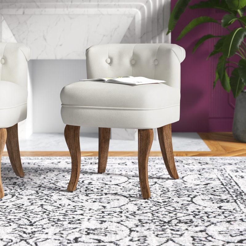 Chaise d'appoint moderne en velours capitonné avec pieds en bois massif, Velours ivoire