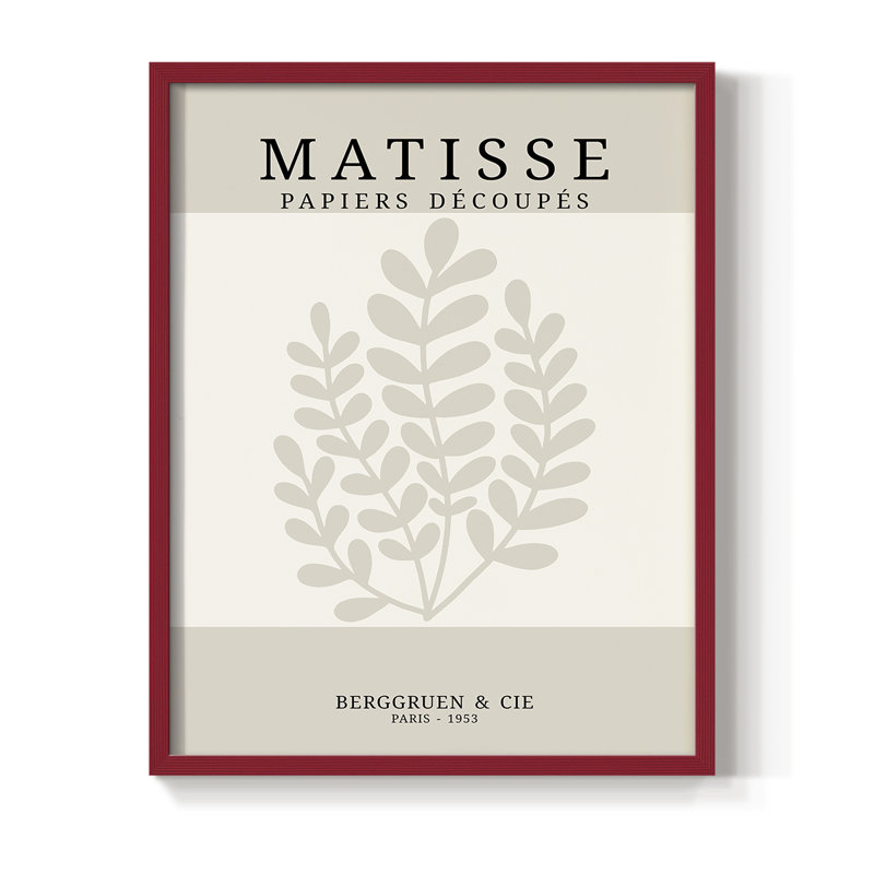 Matisse CDXVI, reproduction encadrée - bois massif, Cadre simple rouge, H 10 po x l 8 po