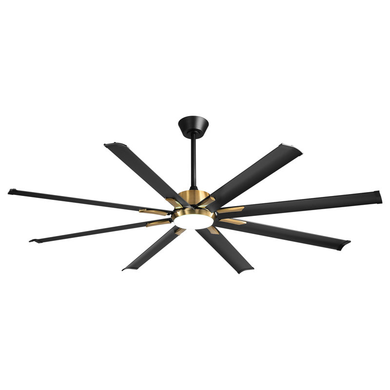 Ventilateur de plafond réversible à 8 pales de 72 po Feleshia avec télécommande et lumière DEL, Noir / or