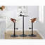 Tabouret de bar pivotant réglable en métal noir, noyer et similicuir crème avec repose-pieds arrondi en forme de T, lot de 3-134824408-134824417