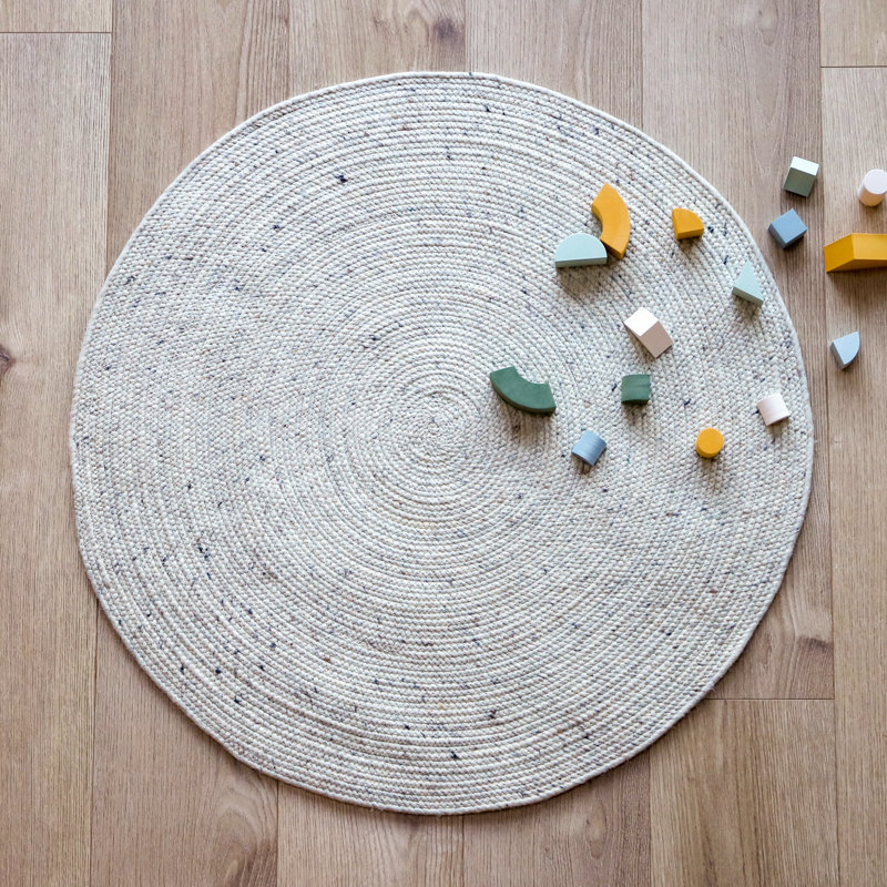 Round Mallen Solid Colour Wool Hand Woven Area Rug, Round 160cm