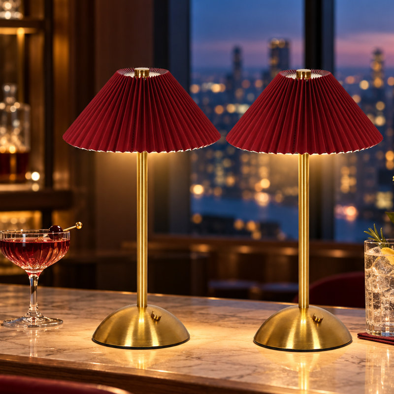 Lamp, Red / Antique Brass