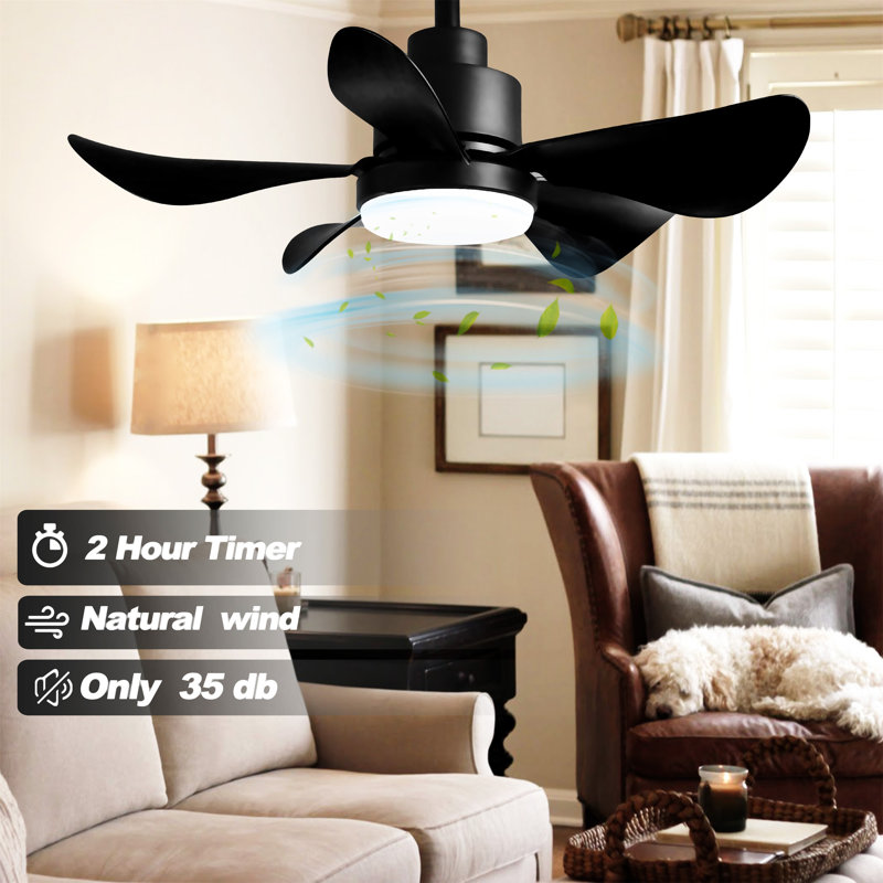 28" Ceiling Fans with Lights and Remote/APP Control, Low Profile Ceiling Fans with 5 Reversible Blades 3 Colors Dimmable 6 Speeds Ceiling Fan for Bedroom Kitchen 
