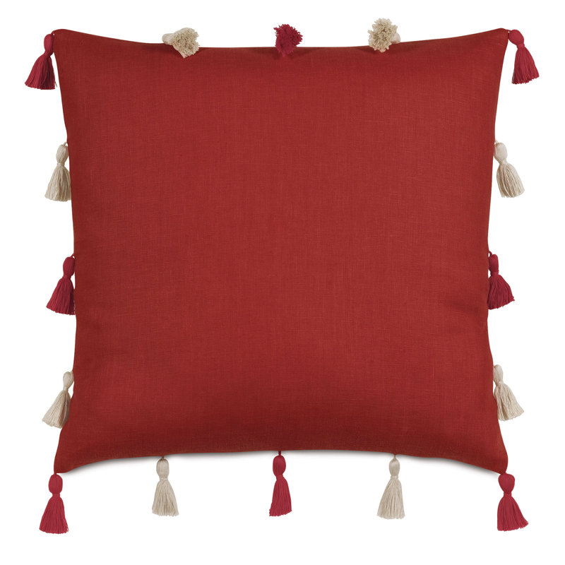 Joaquin Reversible Red and Beige Cotton Decorative Pillow
