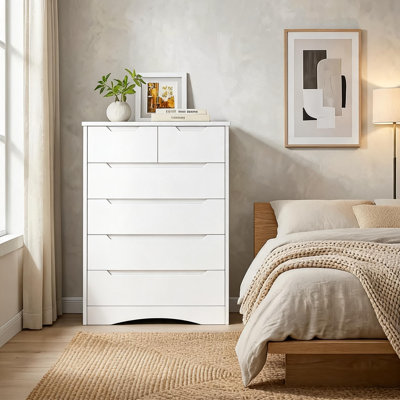 Cherea Tall 6 Drawer Dresser ,Wood Drawer Dresser ,White Dresser