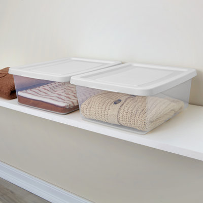 Sterilite 12Qt Storage Box, Stackable Plastic Container, Home Organizer, 12 Pack
