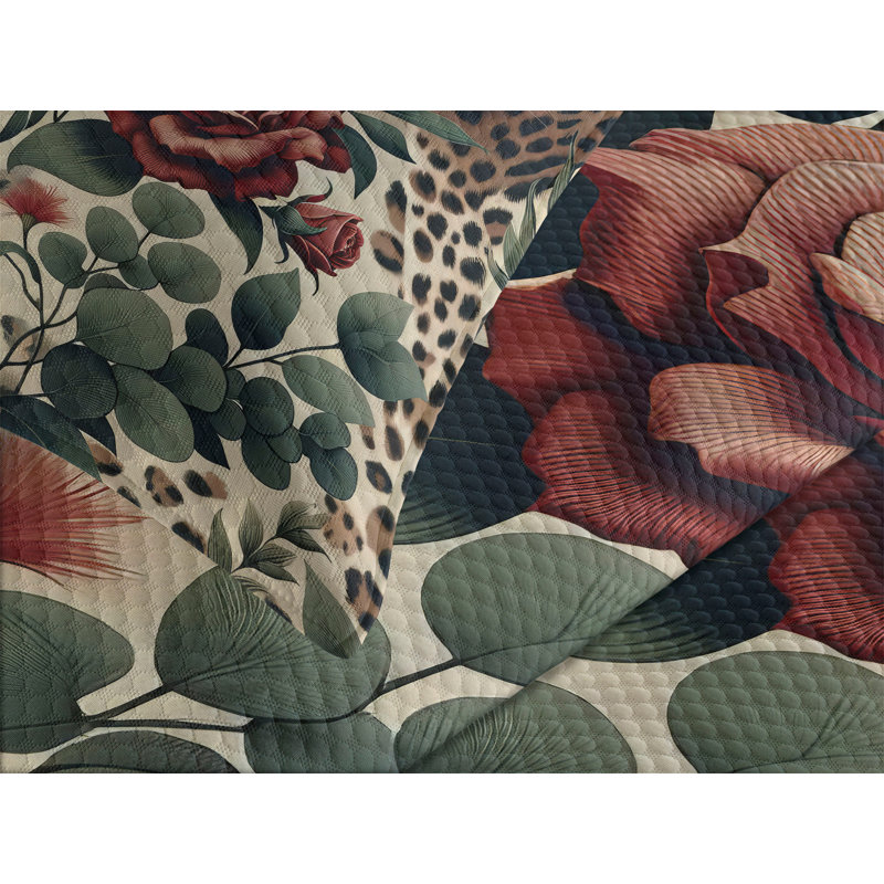 Polyester Floral Coverlet, King Coverlet / Bedspread + 2 Standard Shams