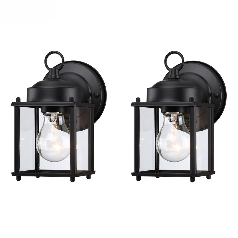 Applique murale d'extérieur Mediouna avec noir mat (ensemble de 2), H 8 po x l 4,26 po x P 4,26 po, Noir mat