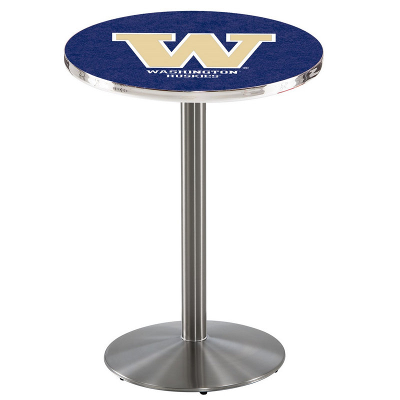 Round Metal Base Dining Table, Stainless Steel, University of Washington