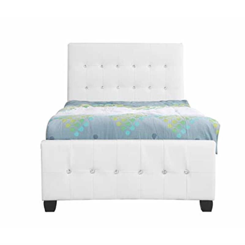 Max Vegan Leather Standard Bed, Twin, White