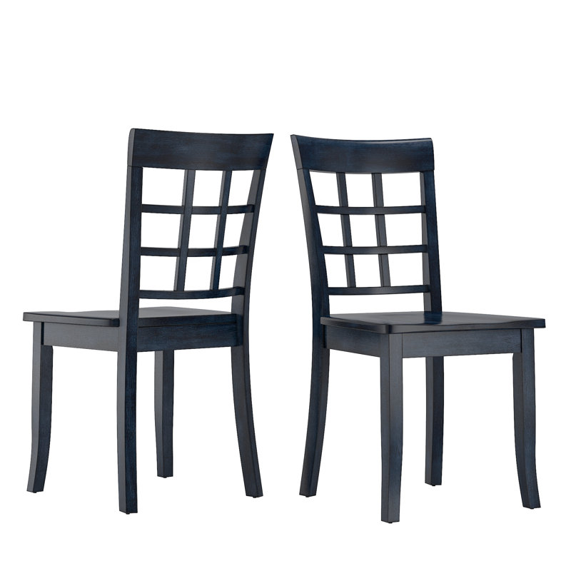 Chaise d'appoint en bois massif Alexa-Mae, Denim antique
