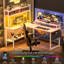 L-Shaped Gaming Desk with Power Outlets & LED Lights, Small Corner Computer Desk with Monitor Stand & Storage Shelf, Gaming Table with Storage Bag-898488112