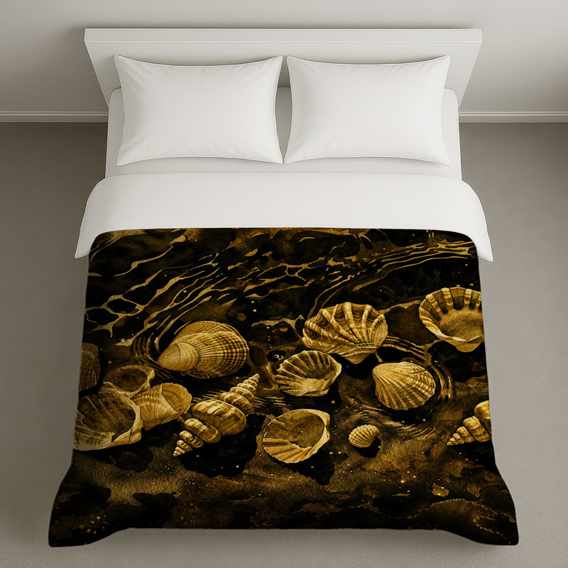 Housses de couette Golden Seashells Illustration, Grand lit