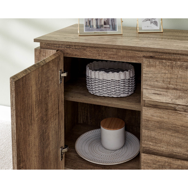 Allred 119cm Wide 3 Drawer Sideboard, Oak