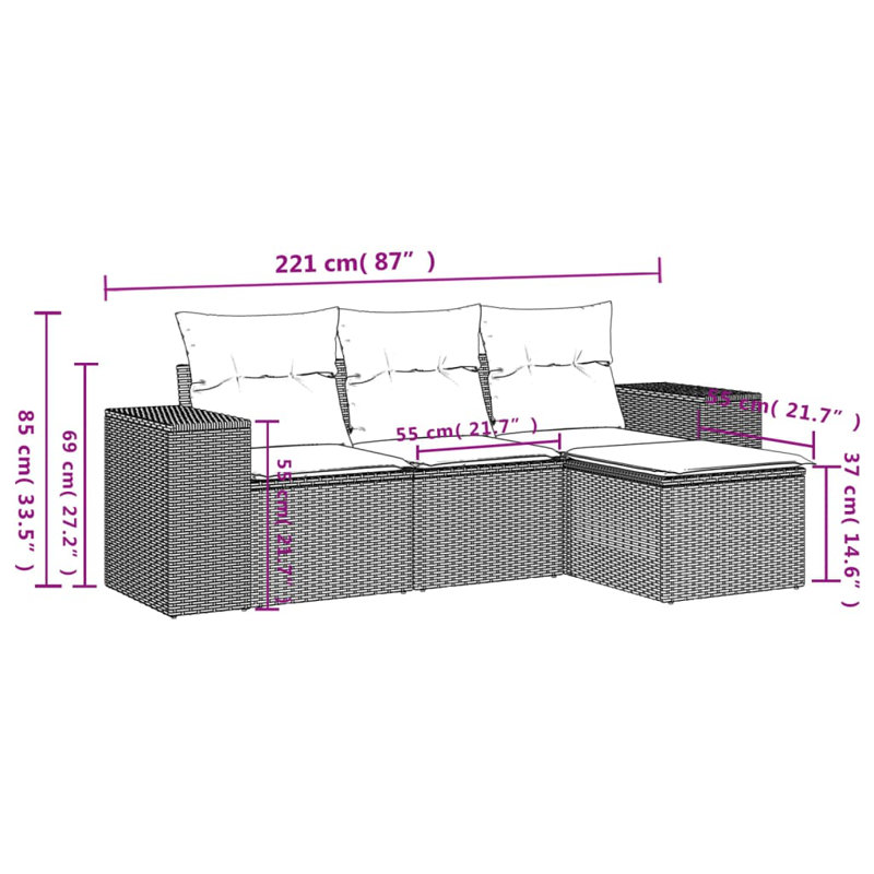 Ensemble de canapé de jardin Vidaxl