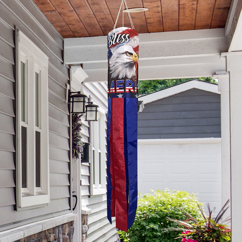 God Bless America Eagle Windsock
