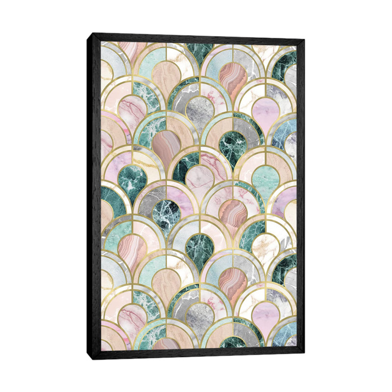 Marble Inlays by Emanuela Carratoni - Print on Canvas, 66.04 cm H x 45.72 cm W, Black Framed