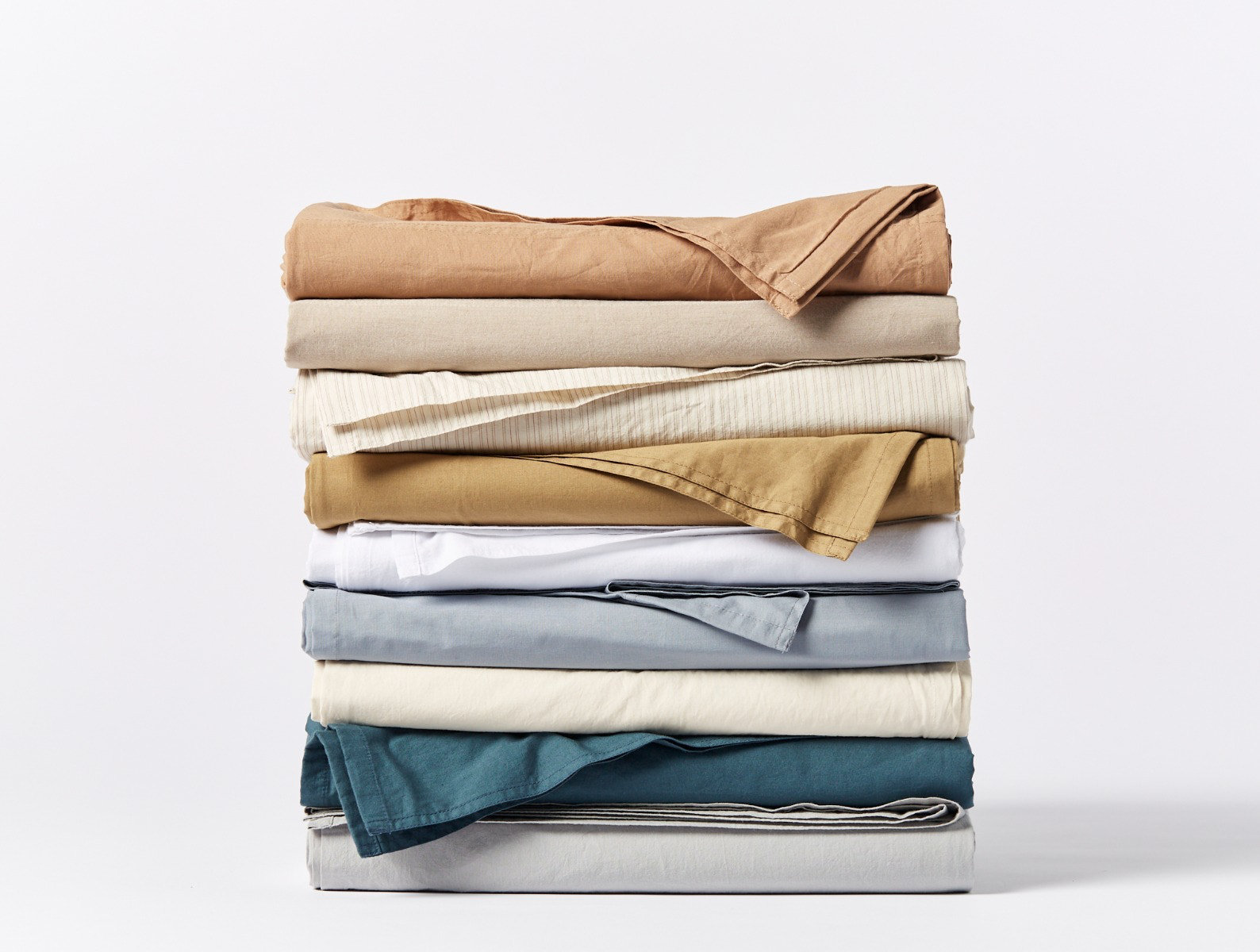 Organic Crinkled Percale 100% Cotton Percale Sheet Set, Undyed, Twin Sheet Set with 1 Pillowcase
