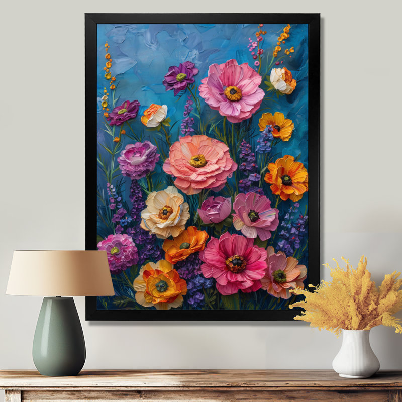 Reproduction d'art mural rose mauve frénésie - II, Toile encadrée noire simple, H 16 po x l 32 po x P 1 po