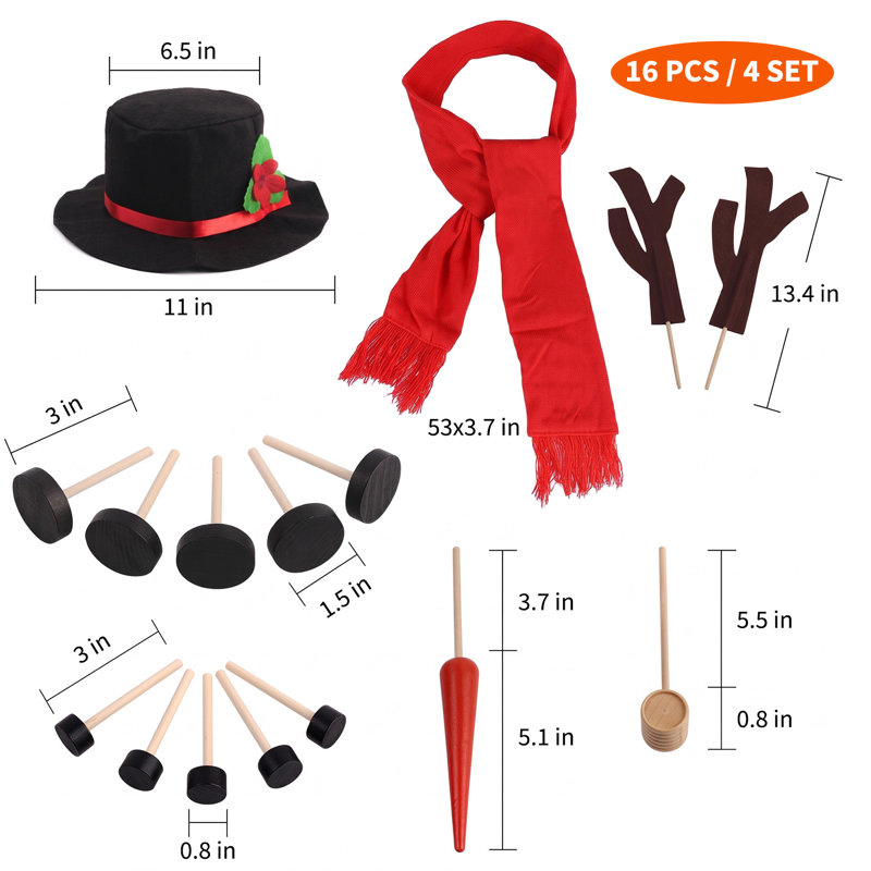 Ensemble de construction bonhomme de neige d'hiver avec chapeau et écharpe, Rouge