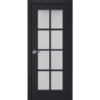 Porte intérieure française pleine prémontée, verre dépoli, Veregio 7412 Anthracite, panneau simple, cadre, poignées, pour salle de bain ou chambre, portes robustes - 91,4 cm x 243,8 cm