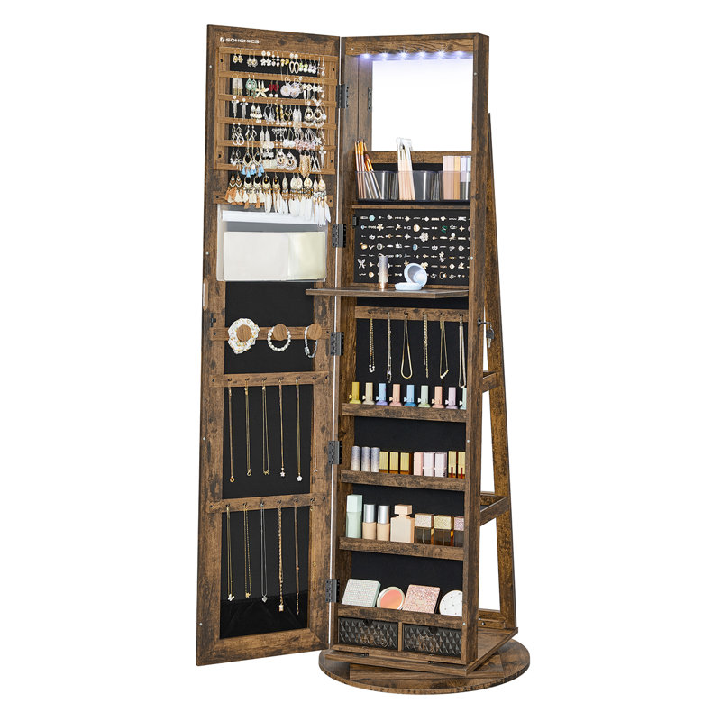 Brikena Freestanding Jewelry Armoire, Brown