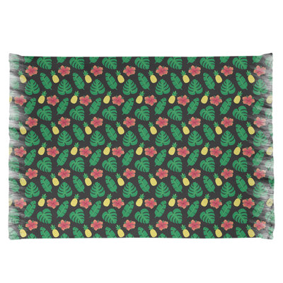 Noir tropical/Tapis décoratif vert