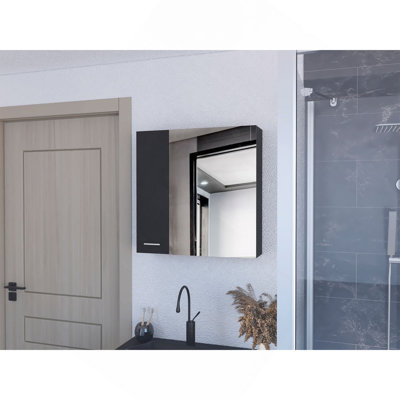 Medicine Double Door Cabinet 23" H,Four Interior Shelves, Black