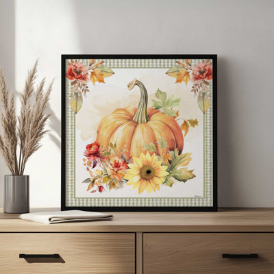 «Fall Pumpkin Floral III» par Nicole DeCamp, reproduction d'art