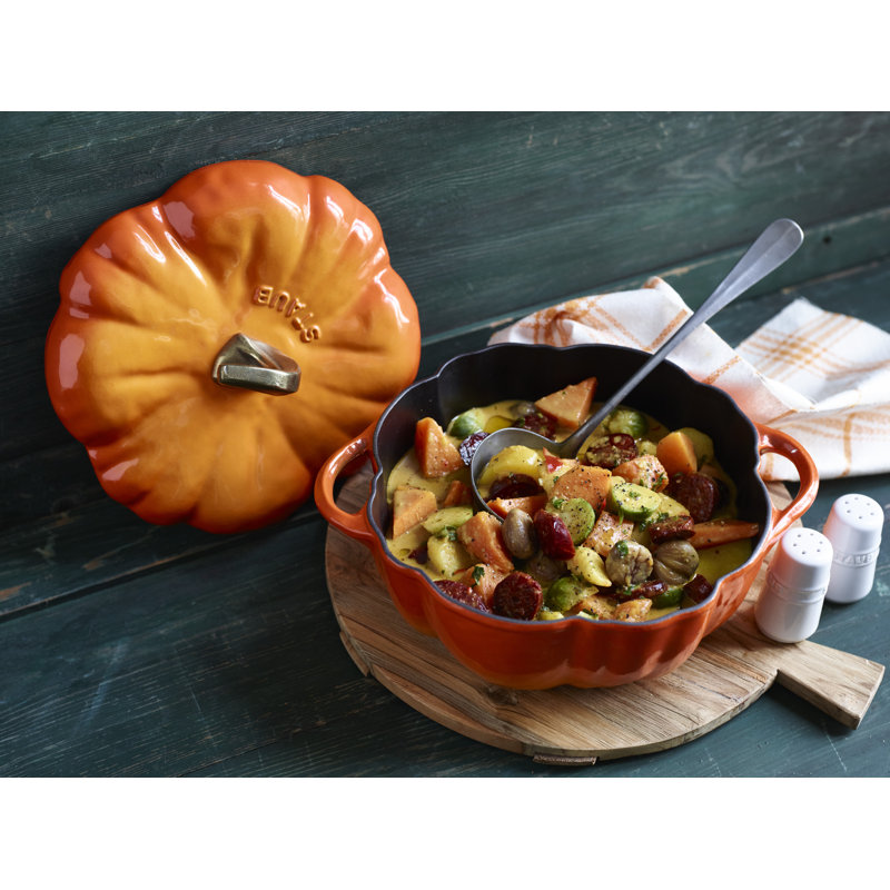 Cast Iron 3.65-qt Pumpkin Cocotte, Brunt Orange