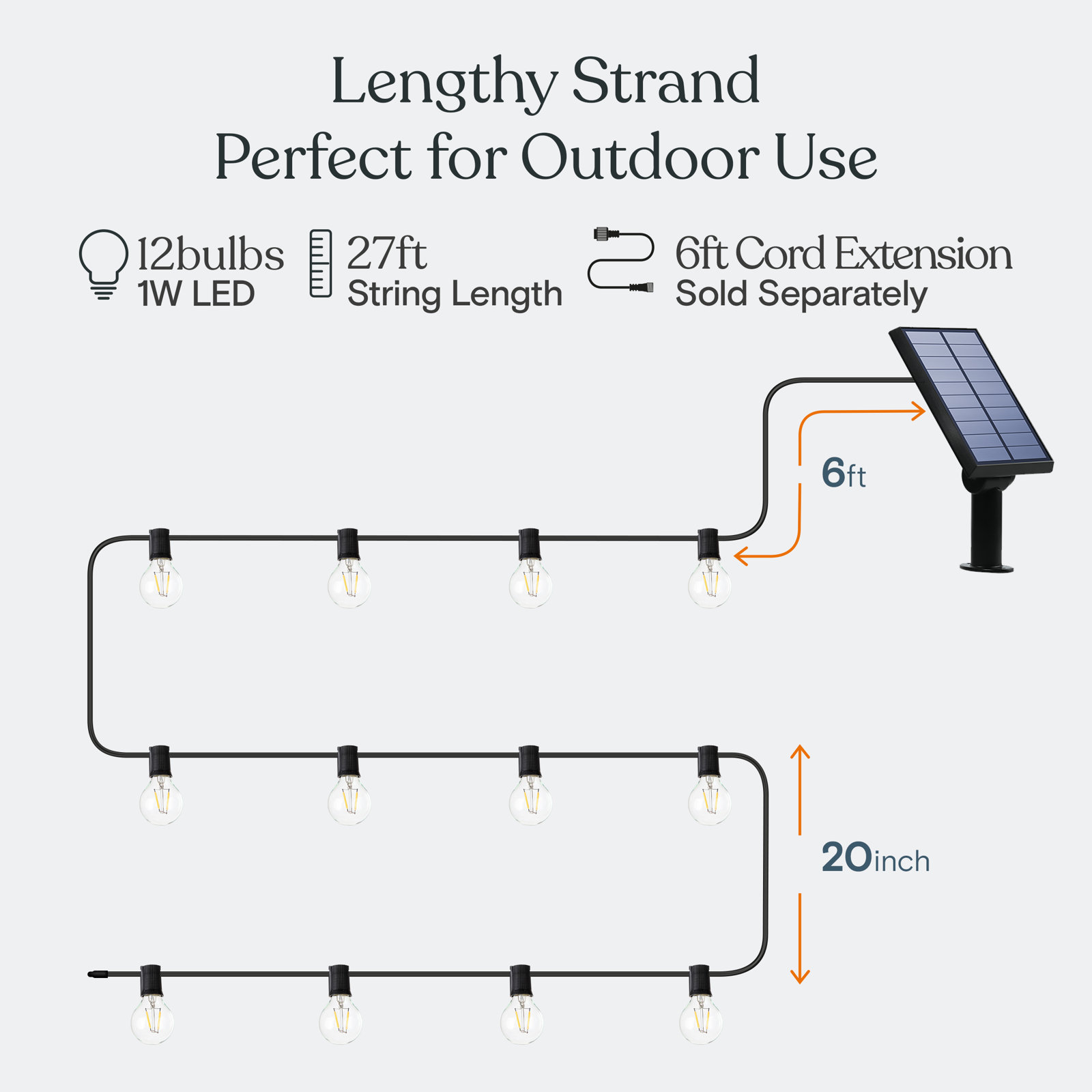 Pro Solar Outdoor LED String Lights, Yes, Warm White