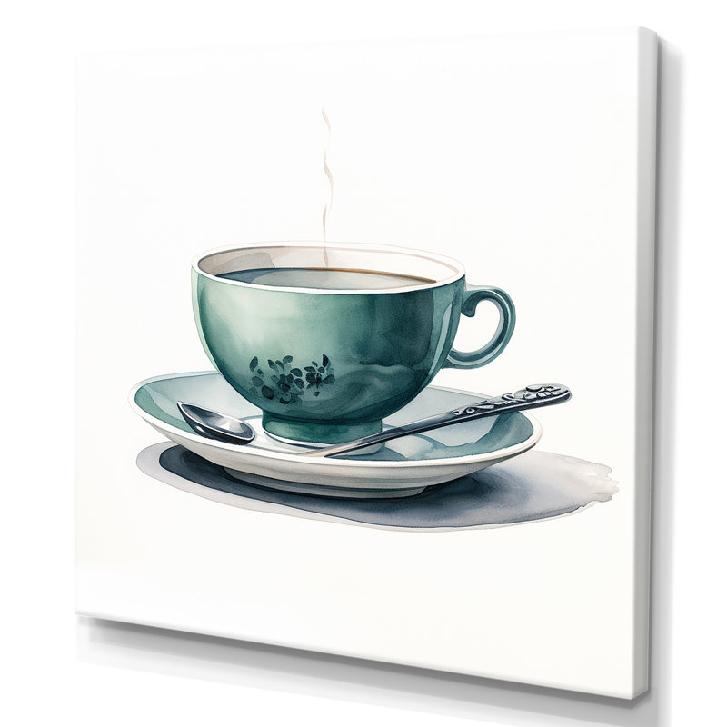 «Green Green Teacup Delight II», art mural Chine, Toile tendue, H 36 po x l 36 po x P 1,5 po