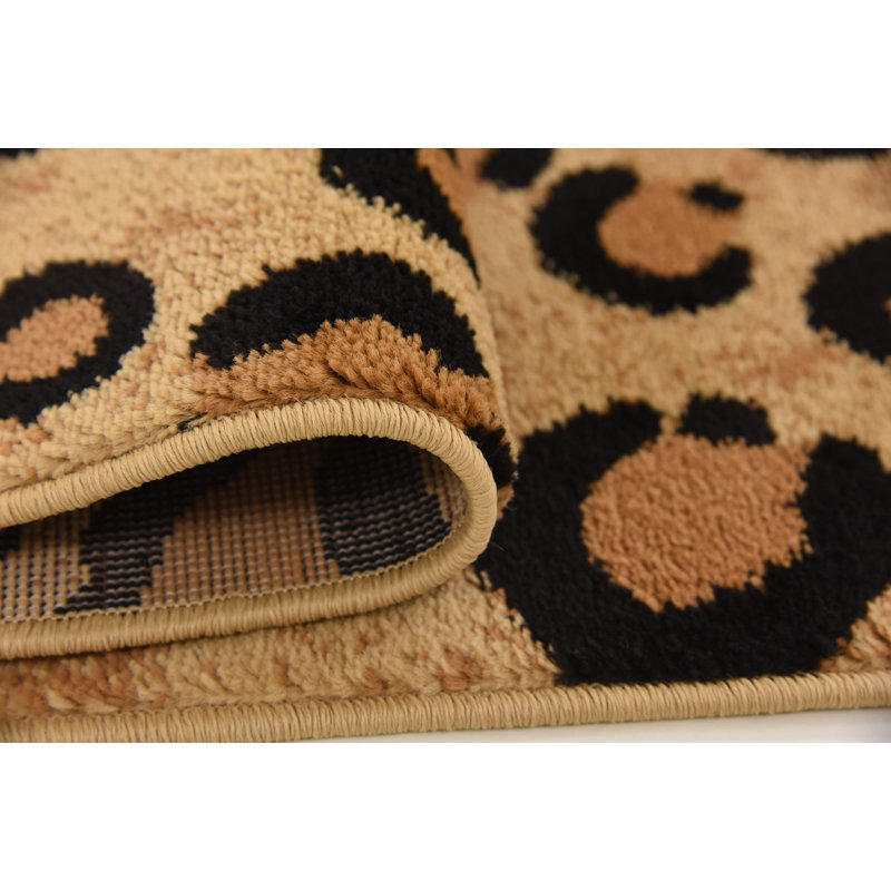 Tapis brun clair à imprimé animal Testerman, Carré 7 pi 10 po