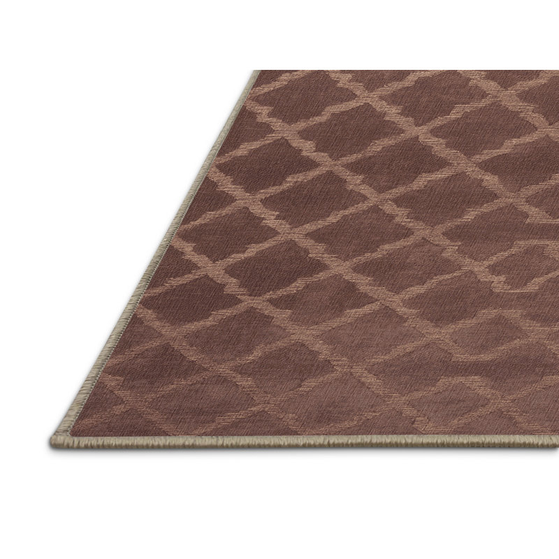 Tapis brun treillis lavable à la machine, Carré 3 pi